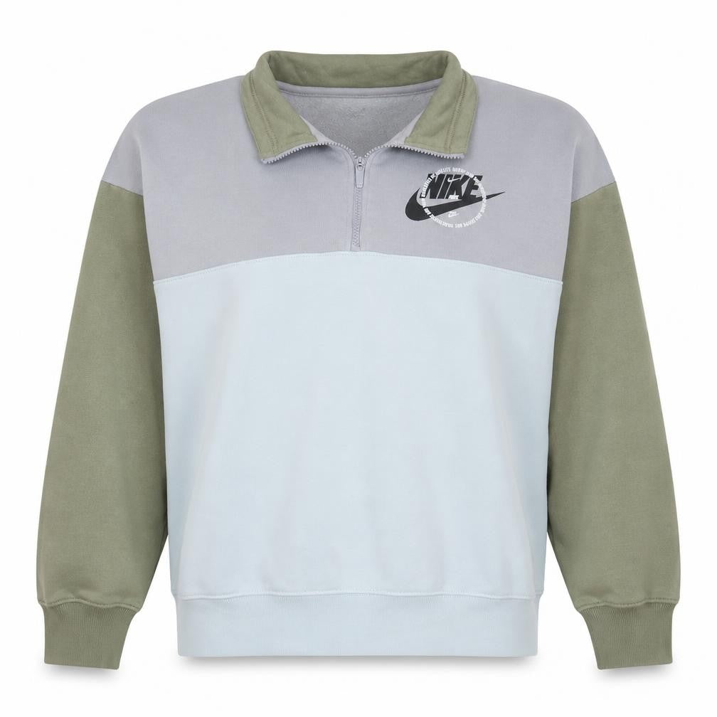 Nike Women’s Grey & Khaki 1/4 Zip Logo Sweatshirt Size S