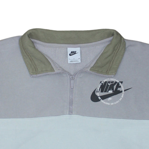 Nike Women’s Grey & Khaki 1/4 Zip Logo Sweatshirt Size S