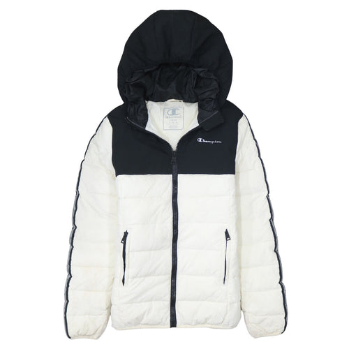 Champion Men's Black White Hooded Puffer Jacket Size L
