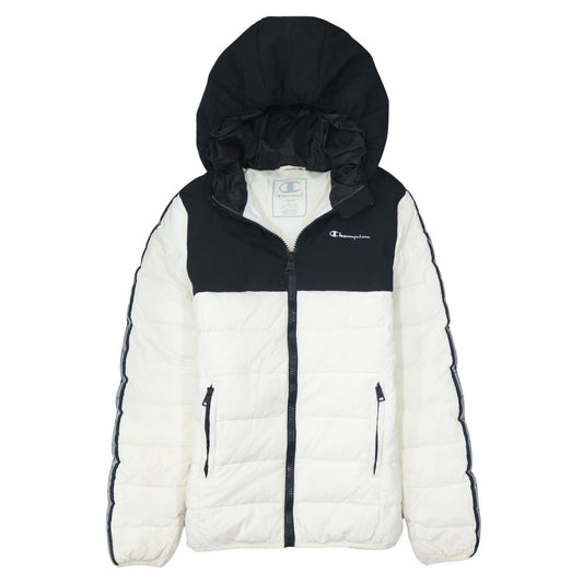Champion Men's Black White Hooded Puffer Jacket Size L