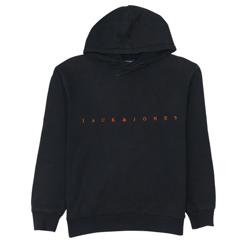 Jack & Jones Men's Black Pullover Hoodie L Classic Logo Fleece