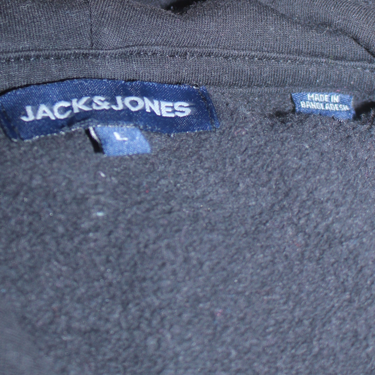 Jack & Jones Men's Black Pullover Hoodie L Classic Logo Fleece