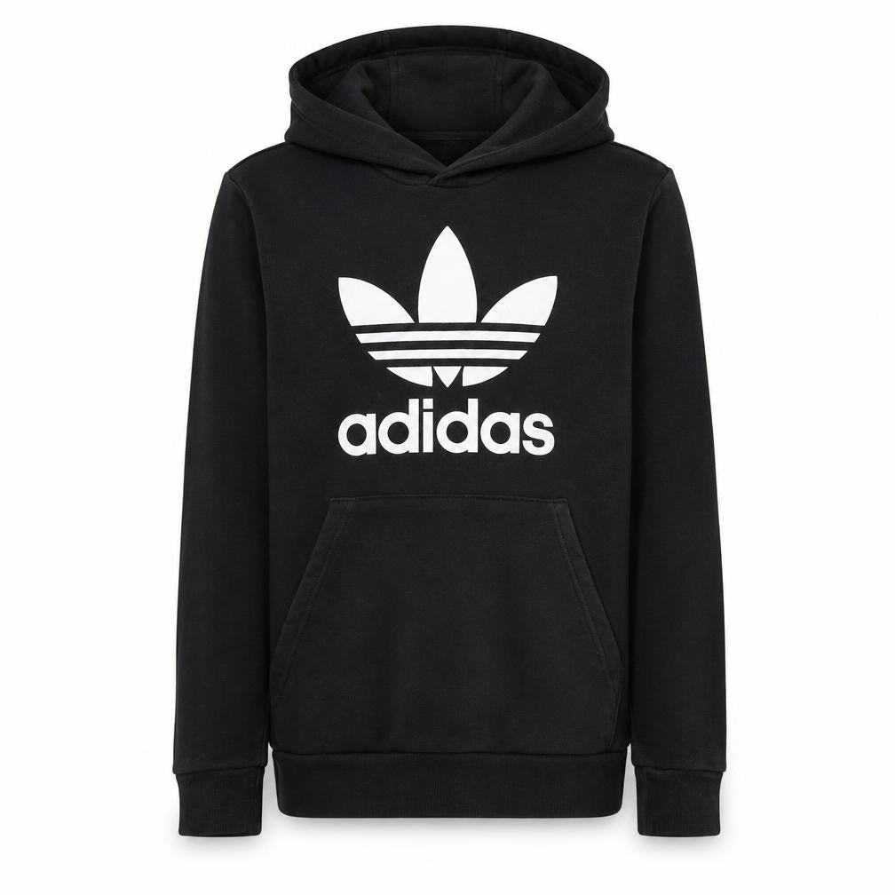 Adidas Boys Black Pullover Hoodie 13-14 Years Regular Fit Fleece Sweatshirt