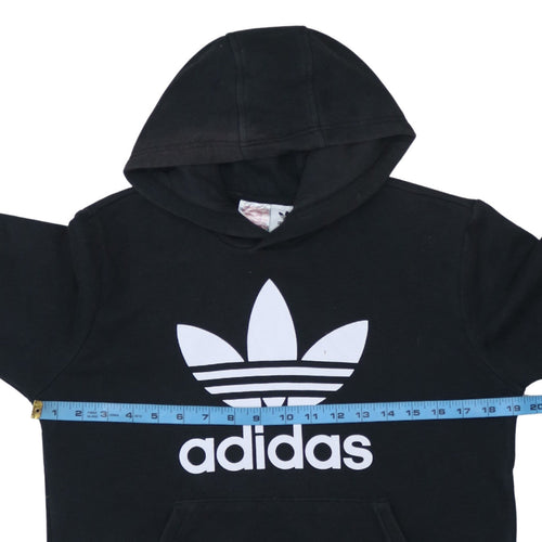 Adidas Boys Black Pullover Hoodie 13-14 Years Regular Fit Fleece Sweatshirt