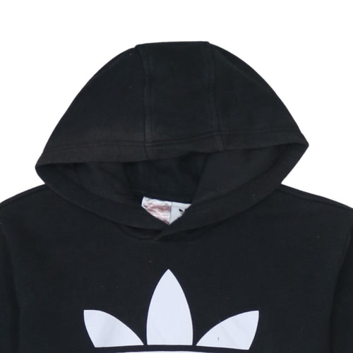 Adidas Boys Black Pullover Hoodie 13-14 Years Regular Fit Fleece Sweatshirt