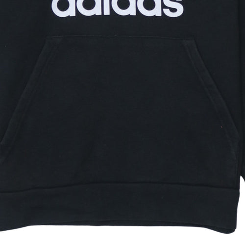 Adidas Boys Black Pullover Hoodie 13-14 Years Regular Fit Fleece Sweatshirt