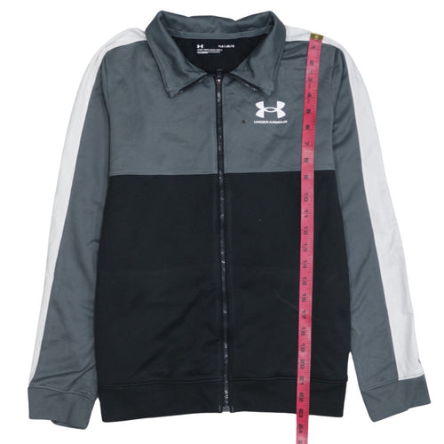 Under Armour Boys Grey Black Track Jacket YLG 13 Years Full Zip Polyester