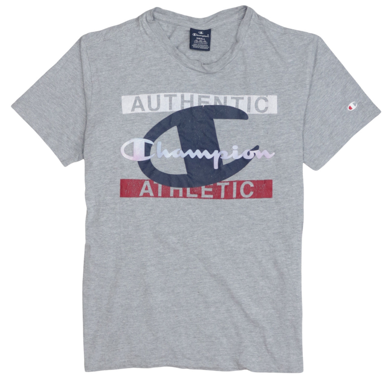 Champion Men’s Grey Athletic Graphic Crew Neck T-Shirt Small