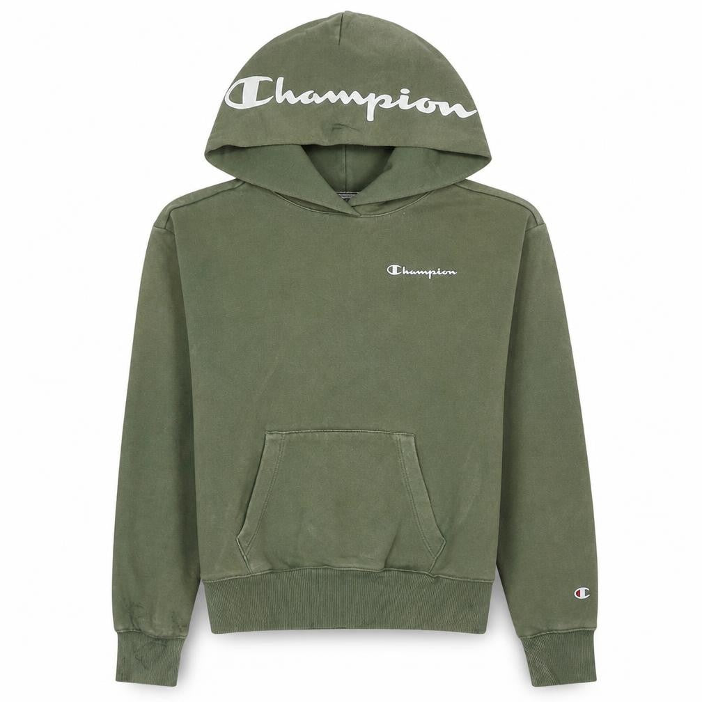 Champion Womens Khaki Green Pullover Hoodie XS Cotton Blend Logo