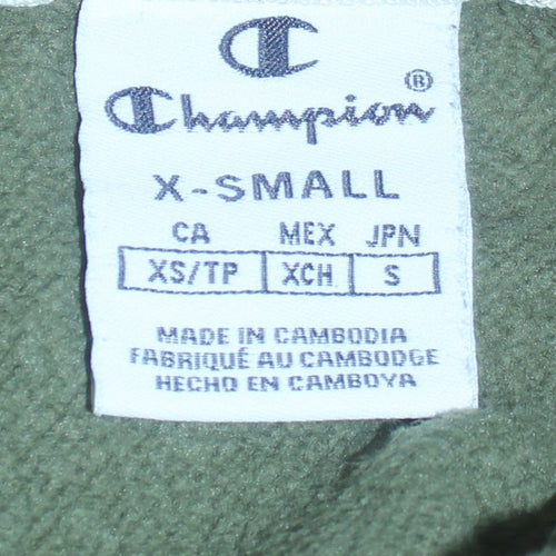 Champion Womens Khaki Green Pullover Hoodie XS Cotton Blend Logo