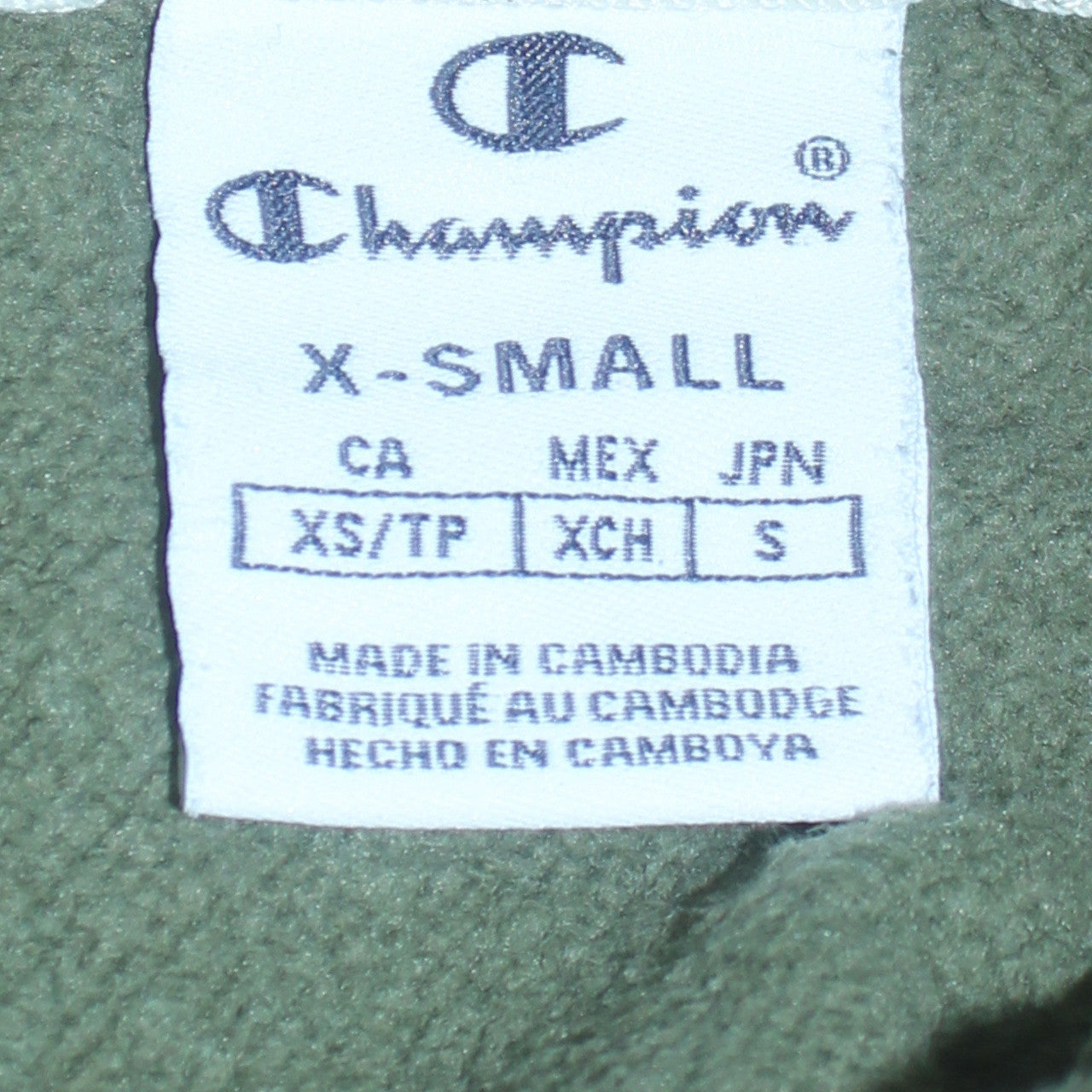 Champion Womens Khaki Green Pullover Hoodie XS Cotton Blend Logo