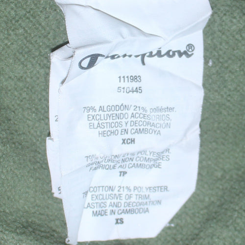 Champion Womens Khaki Green Pullover Hoodie XS Cotton Blend Logo