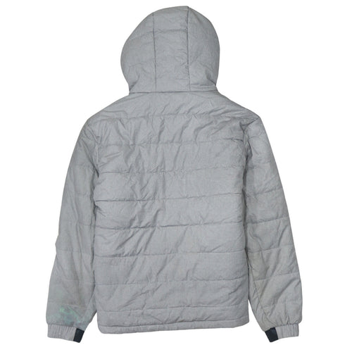 Adidas Mens Grey Hooded Puffer Jacket Size S Lightweight Winter Coat