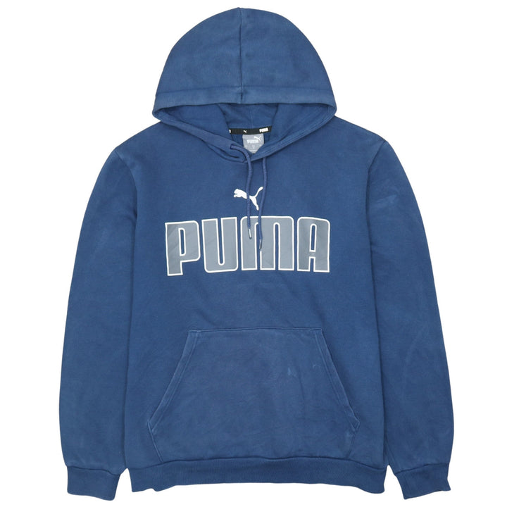 Puma Men's Blue XL Pullover Hoodie with Logo Graphic Print