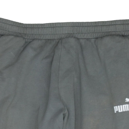 Puma Men's Grey Fleece Jogger Trousers XL Regular Fit