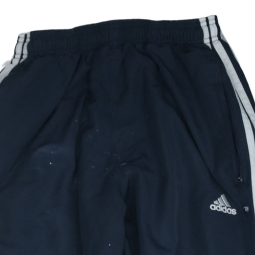 Adidas Men Blue Track Pants M Regular Fit Elastic Waist Activewear