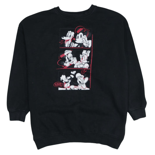 Disney Womens Black XS Pullover Sweatshirt Mickey & Friends Graphic Print