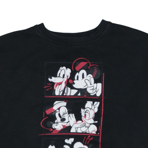 Disney Womens Black XS Pullover Sweatshirt Mickey & Friends Graphic Print