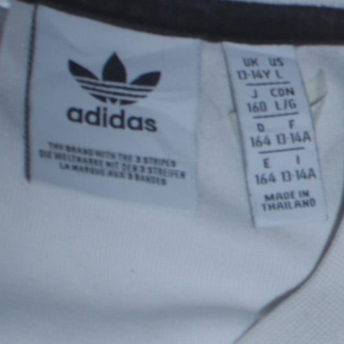 Adidas Boys Green & White Colourblock Crew Neck Sweatshirt Size 13-14 Years
