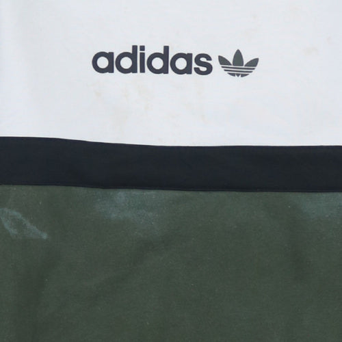 Adidas Boys Green & White Colourblock Crew Neck Sweatshirt Size 13-14 Years
