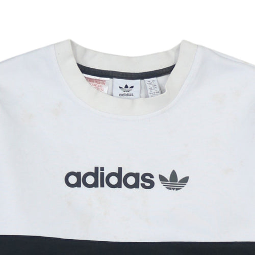 Adidas Boys Green & White Colourblock Crew Neck Sweatshirt Size 13-14 Years