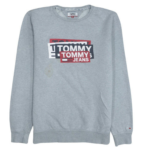 Tommy Jeans Mens Grey Logo Crew Neck Sweatshirt Size M