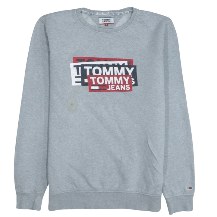 Tommy Jeans Mens Grey Logo Crew Neck Sweatshirt Size M
