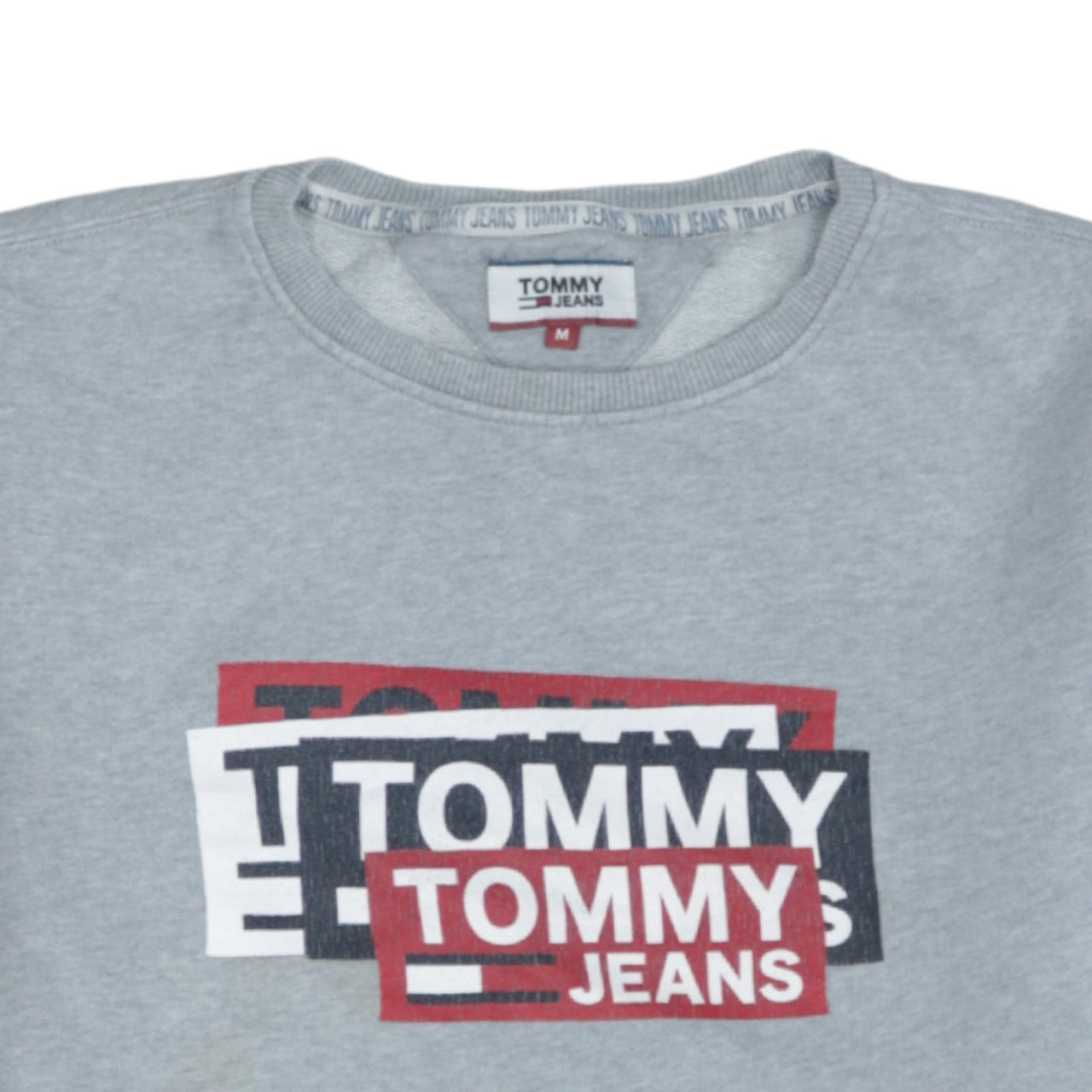 Tommy Jeans Mens Grey Logo Crew Neck Sweatshirt Size M