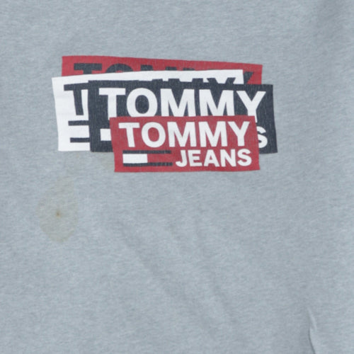 Tommy Jeans Mens Grey Logo Crew Neck Sweatshirt Size M