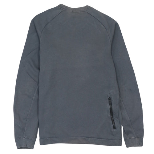 Nike Men’s Grey Small Pullover Sweatshirt Crew Neck Logo Zip Pocket