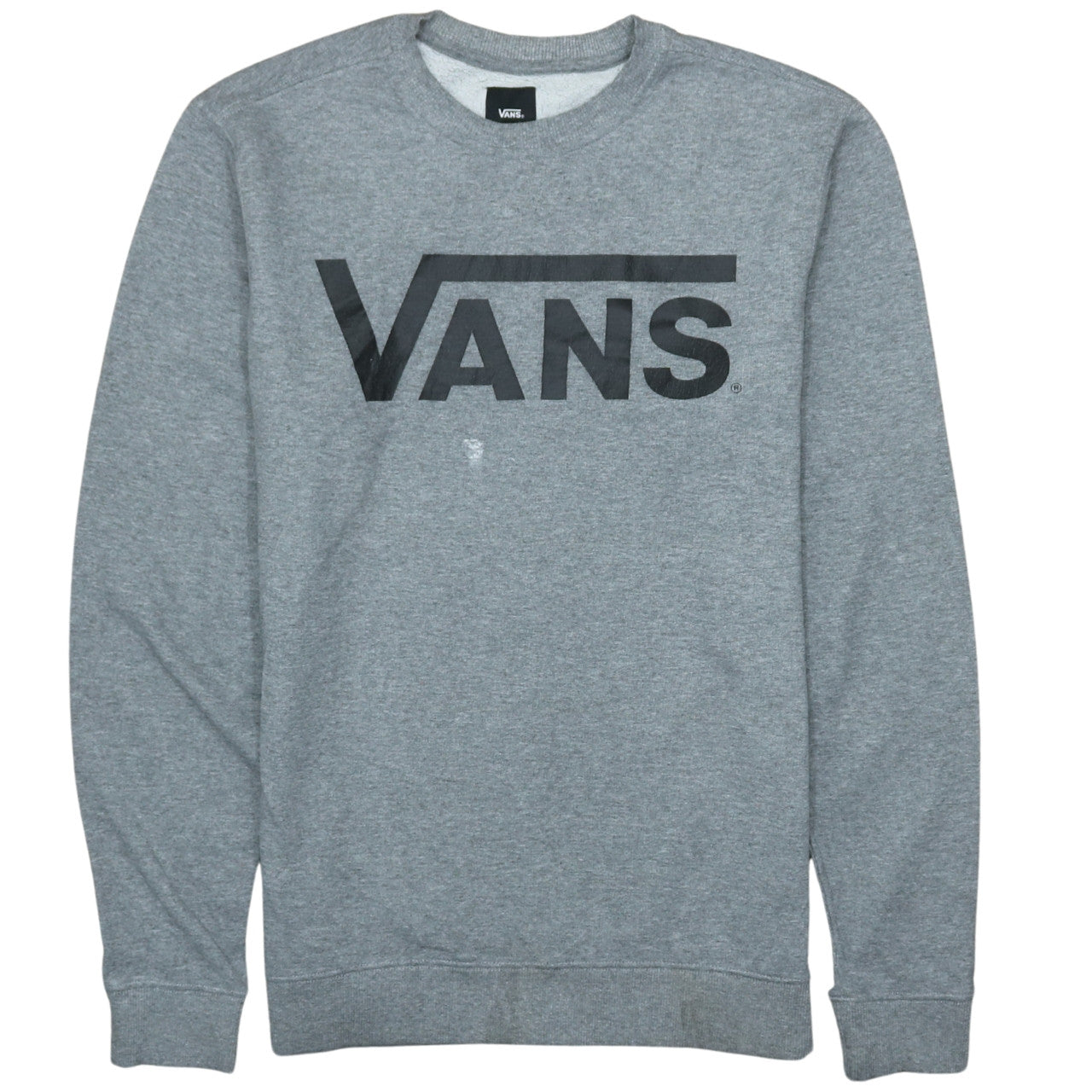 Vans Mens Grey Small Pullover Sweatshirt Crew Neck Logo Skate
