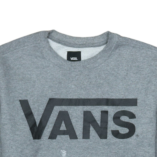 Vans Mens Grey Small Pullover Sweatshirt Crew Neck Logo Skate