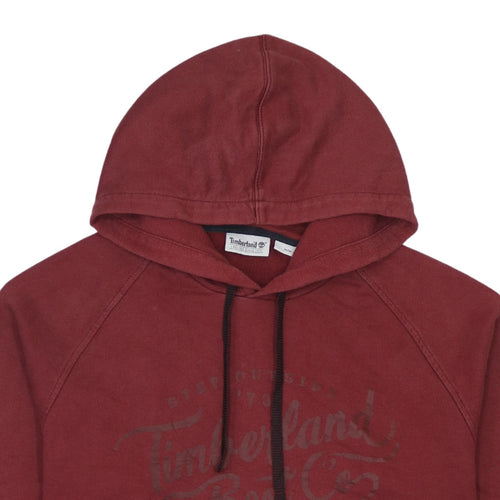 Timberland Men's Red Pullover Hoodie M Graphic Print Fleece