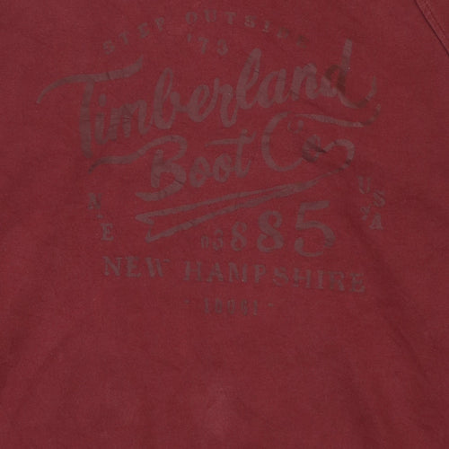 Timberland Men's Red Pullover Hoodie M Graphic Print Fleece