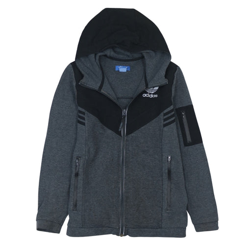 Adidas Men's Grey Full Zip Hoodie L Sports Fleece Sweatshirt