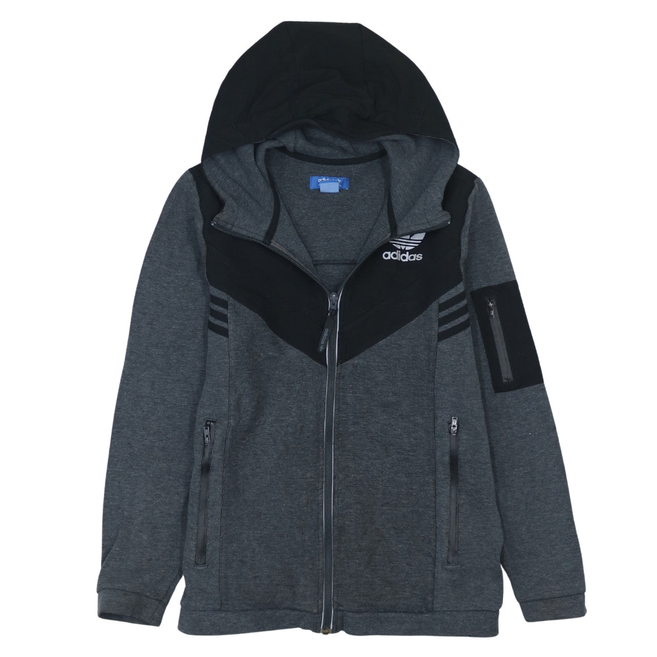Adidas Men's Grey Full Zip Hoodie L Sports Fleece Sweatshirt