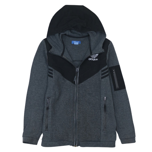 Adidas Men's Grey Full Zip Hoodie L Sports Fleece Sweatshirt