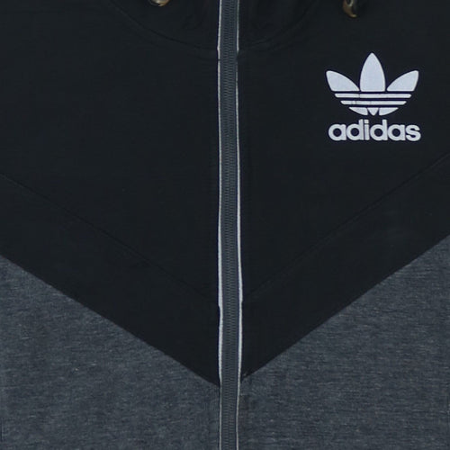 Adidas Men's Grey Full Zip Hoodie L Sports Fleece Sweatshirt