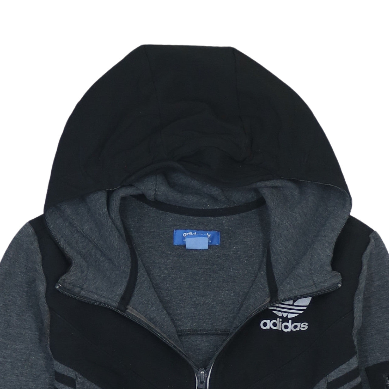 Adidas Men's Grey Full Zip Hoodie L Sports Fleece Sweatshirt