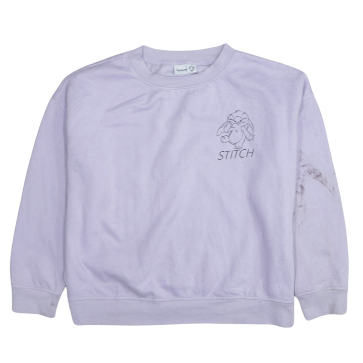 Disney Women Purple Stitch Sweatshirt M 12/14 Crew Neck Pullover