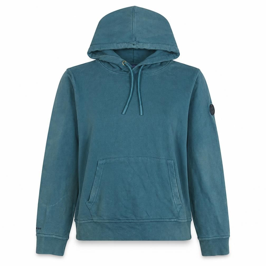 Front view of Champion women’s teal pullover hoodie large cotton casual