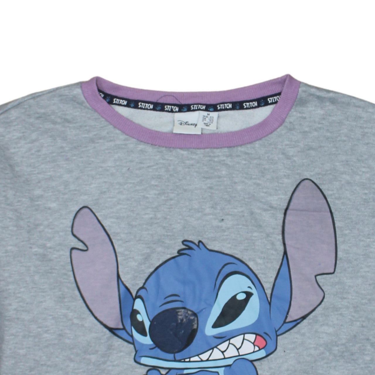 Disney Women’s Grey Stitch Sweatshirt Size M 12/14 Crew Neck