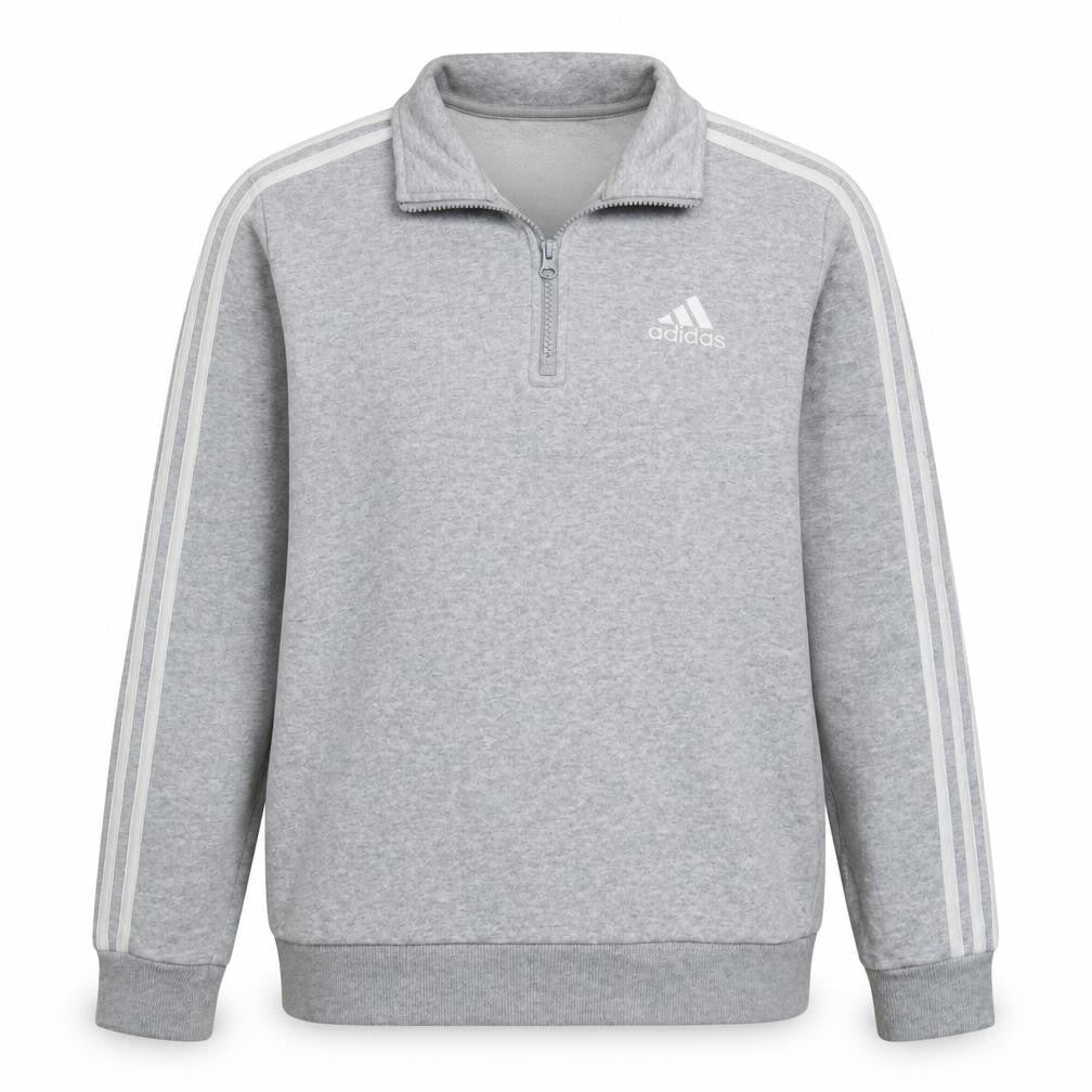 Front view of Adidas Women Grey 1/4 Zip Sweatshirt Medium Classic Logo Pullover