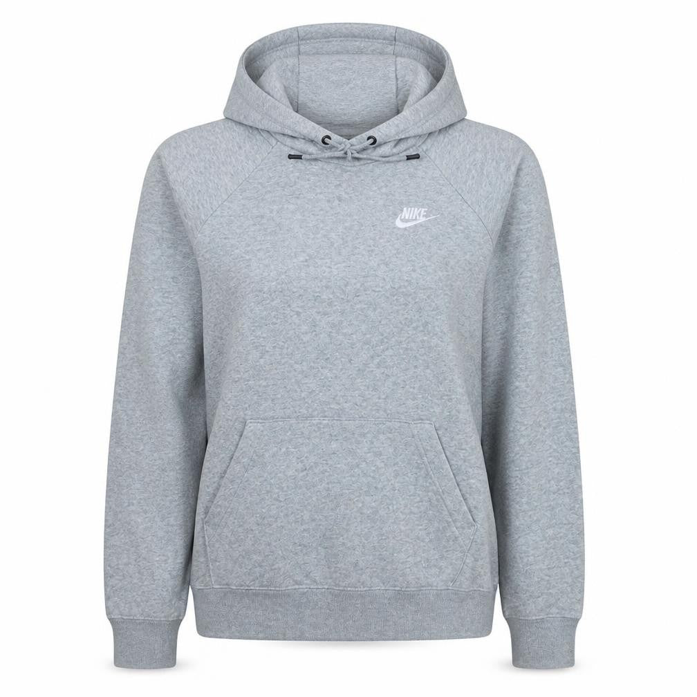 Front view of Nike women’s grey pullover hoodie xs cotton blend sweatshirt