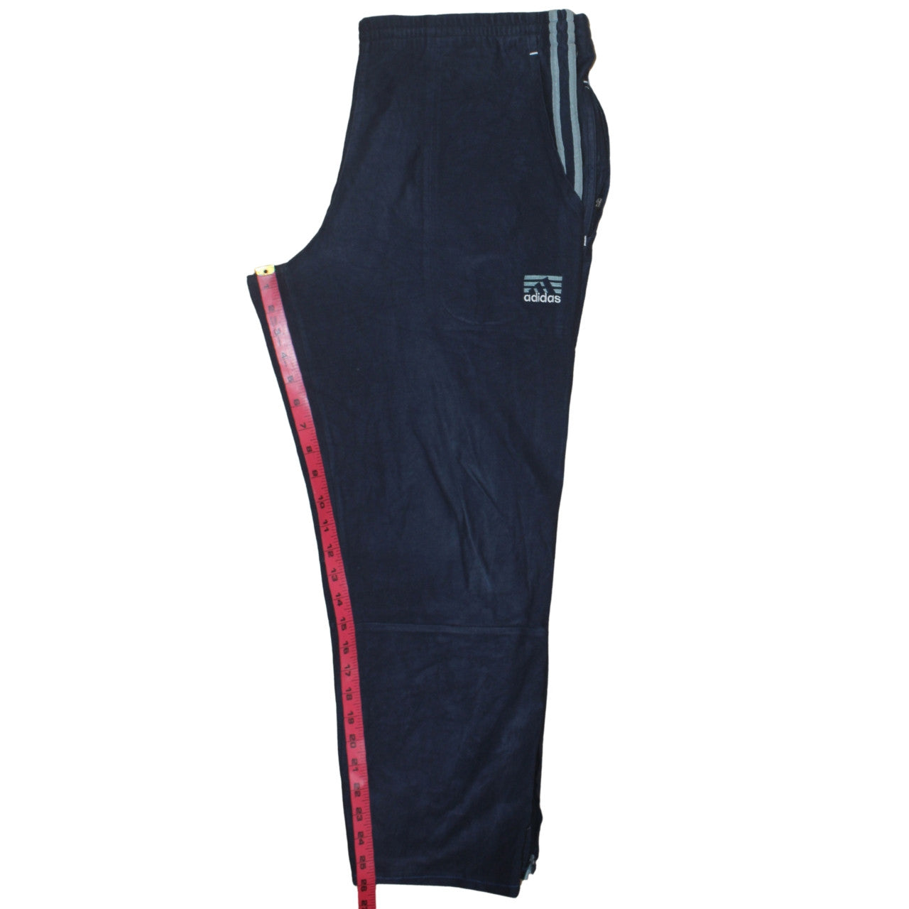 Adidas Men's Blue Velour Track Pants M Regular Fit Straight Leg