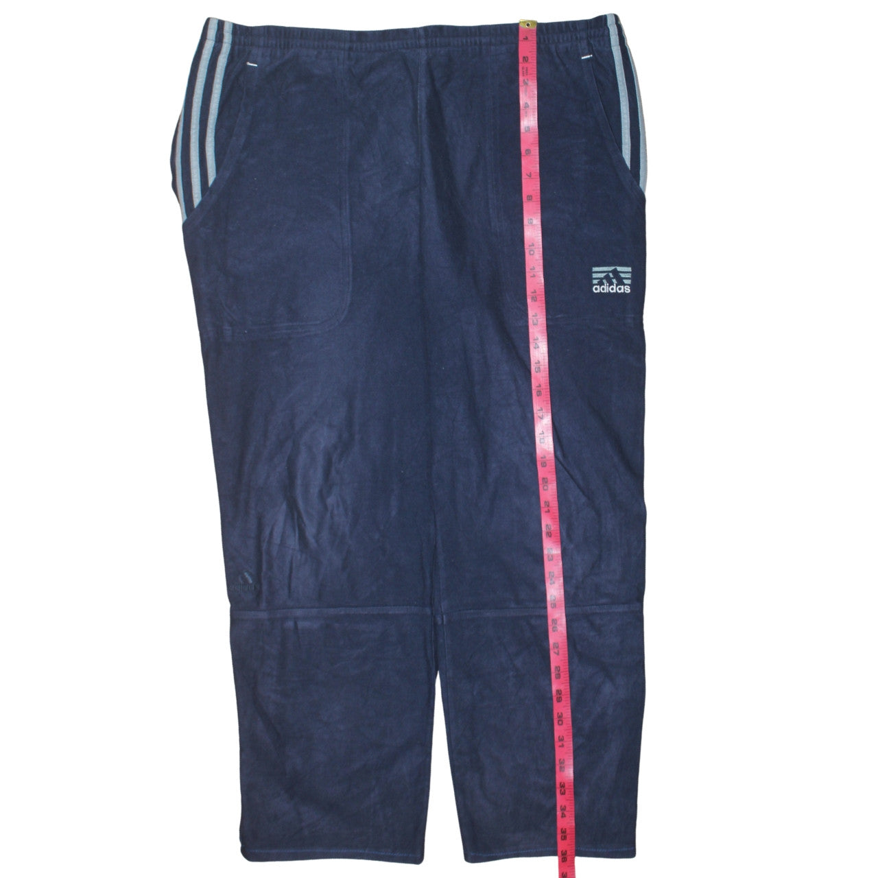 Adidas Men's Blue Velour Track Pants M Regular Fit Straight Leg