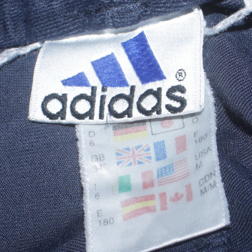 Adidas Men's Blue Velour Track Pants M Regular Fit Straight Leg
