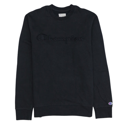 Champion Men's Black Crew Neck Embroidered Logo Sweatshirt M