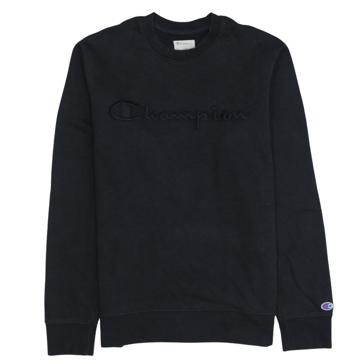 Champion Men's Black Crew Neck Embroidered Logo Sweatshirt M