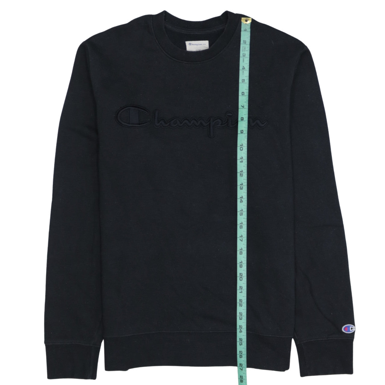 Champion Men's Black Crew Neck Embroidered Logo Sweatshirt M